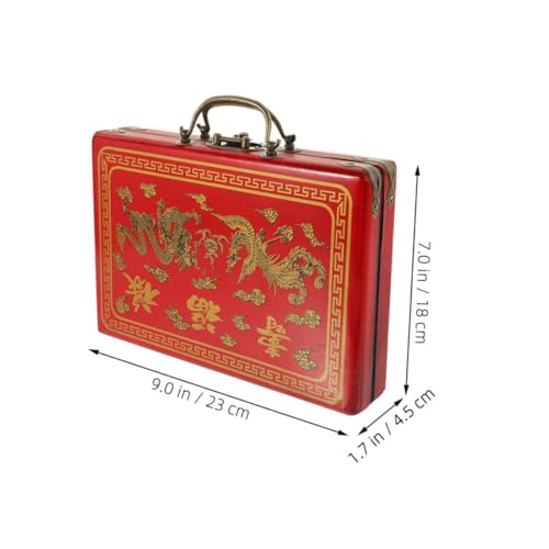 WHAMVOX Retro Mahjong Aufbewahrungsbox aus Naturholz und PU Tragbare Multifunktionale Reise Outdoor Box mit Glatten Kanten Stabiler Mahjong Koffer für Sichere und Praktische Aufbewahrung von WHAMVOX