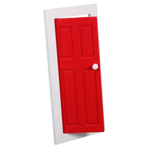 WHAMVOX Rotes Holztürmodell Kleines Puppenhaus Miniatur Dekor Kleines Spielzeughaus Schmücken Mini Haustür Mini Haus Schmücken Puppenhaustür Ornament von WHAMVOX