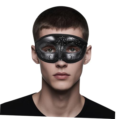 WHAMVOX Schwarze Halbgesichts-masquerade-maske aus Kunststoff für Halloween Kostüm Party Cosplay Vintage Stil Erwachsene WHAMVOX Schwarze Halbgesichts-masquerade-maske aus Kunststoff für Halloween Kostüm Party Cosplay Vintage Stil Erwachsene von WHAMVOX