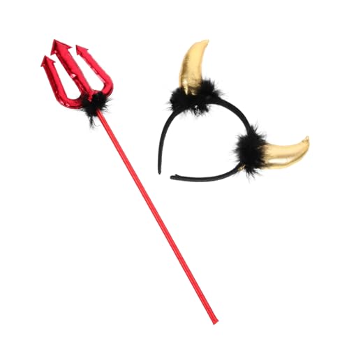 WHAMVOX Teufel Hörner Haarreif Goldene Hörner mit Schwarzem Haar Halloween Party Cosplay Zubehör für Kostümrollen und Fasching WHAMVOX Teufel Hörner Haarreif Goldene Hörner mit Schwarzem Haar Halloween Party Cosplay Zubehör für Kostümrollen und Fasching von WHAMVOX
