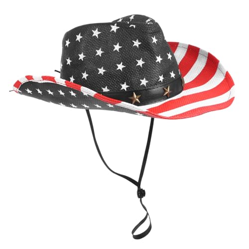 WHAMVOX Wasserdichter Westernhut Für Herren Mit Amerikanischer Flagge Kreativer Partyhut Mit Gebogenem Rand Und Riemen Für Sommeraktivitäten Und Feiern WHAMVOX Wasserdichter Westernhut Für Herren Mit Amerikanischer Flagge Kreativer Partyhut Mit Gebogenem Rand Und Riemen Für Sommeraktivitäten Und Feiern von WHAMVOX