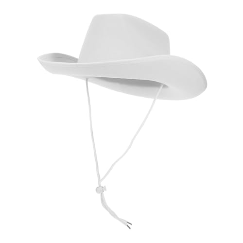 WHAMVOX Weißer Filz cowboyhut Damen und Herren Western stil Kopfbedeckung Handgefertigt Langlebig Verformungsfest Unisex Passend für Erwachsene Stilvolles Accessoire für Western events WHAMVOX Weißer Filz cowboyhut Damen und Herren Western stil Kopfbedeckung Handgefertigt Langlebig Verformungsfest Unisex Passend für Erwachsene Stilvolles Accessoire für Western events von WHAMVOX