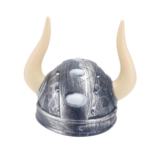 WHAMVOX Wikinger Helm mit Hörnern aus Geruchlosem PVC Piraten Kostüm Zubehör für Fasching Karneval Halloween und Geburtstagsfeiern für Jungen und Mädchen von WHAMVOX
