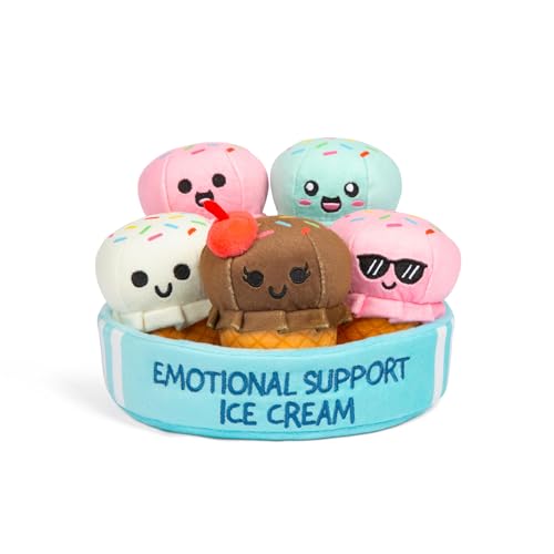 Eistüten mit emotionaler Unterstützung von Relatable, kuschelige Stofftiere und Spielzeuge, Squishy Toys und Plushies, tolle Geschenkideen für geliebte Menschen jeden Alters, inklusive 5 Plüschtiere von WHAT DO YOU MEME?