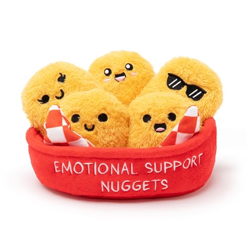 Emotional Support Chicken Nuggets by Relatable, Cuddly Stuffed Animals and Toys, Squishy Toys and Plushies, Great Gift Ideas for Loved Ones of All Alters, Includes 5 Plushies with Carrying Basket von WHAT DO YOU MEME?