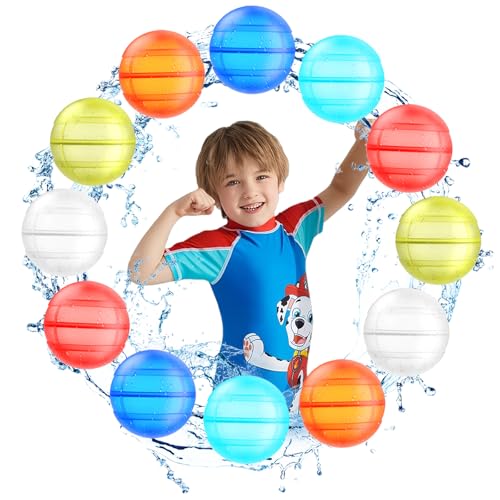12 Stück Wiederverwendbare Wasserballons, Eine Sekunde Schnellfüller Wasserbomben Bomben Set, Wasserspielzeug Pool Spielzeug Strandspielzeug für Sommer 12 Stück Wiederverwendbare Wasserballons, Eine Sekunde Schnellfüller Wasserbomben Bomben Set, Wasserspielzeug Pool Spielzeug Strandspielzeug für Sommer von WHDPETS