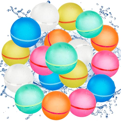 18 Stück Wiederverwendbare Wasserbomben Selbstschließend, Wasserballons Wasserball, Outdoor Wasserspielzeug im Sommer für Party, Wasserpark von WHDPETS