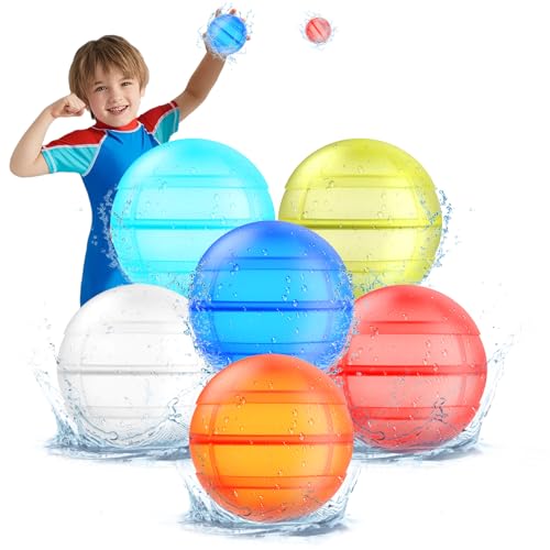 6 Stück Wiederverwendbare Wasserballons, Eine Sekunde Schnellfüller Wasserbomben Bomben Set, Wasserspielzeug Pool Spielzeug Strandspielzeug für Sommer von WHDPETS