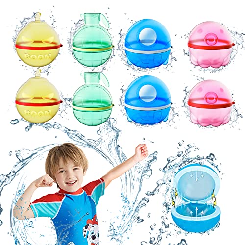 Wiederverwendbare Wasserbomben Selbstschließend, 8 Stück Wasserballons Wasserball, Outdoor Wasserspielzeug im Sommer für Party, Wasserpark von WHDPETS