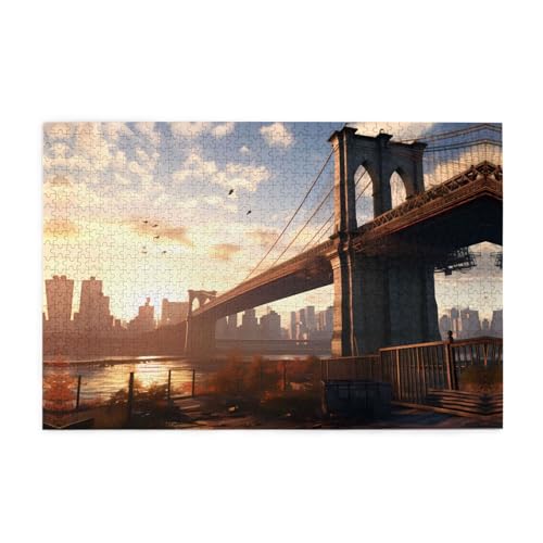 Puzzles1000 Teile WHJDPP Brooklyn Bridge Muster Pädagogische Intellektuelle Holzpuzzles Lustige Puzzles Stressabbau Puzzles von WHJDPP