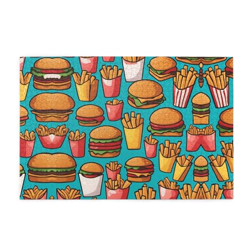 Puzzles1000 Teile WHJDPP Cartoon Burger Pommes Bild Pädagogische Intellektuelle Holzpuzzles Lustige Puzzles Stressabbau-Spiel Puzzles1000 Teile WHJDPP Cartoon Burger Pommes Bild Pädagogische Intellektuelle Holzpuzzles Lustige Puzzles Stressabbau-Spiel von WHJDPP