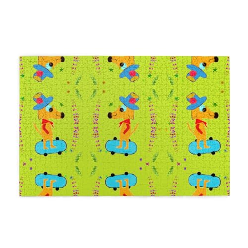Puzzles1000 Teile WHJDPP Cartoon Hund macht Sport Muster Pädagogische Intellektuelle Holzpuzzles, lustige Puzzles, Stressabbau Puzzles von WHJDPP