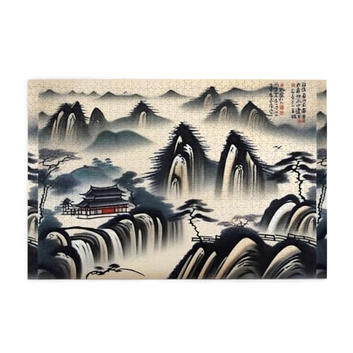 Puzzles1000 Teile WHJDPP Chinesische Landschaftsmalerei Bild Pädagogische Intellektuelle Holzpuzzles Lustige Puzzles Stressabbau Spiel von WHJDPP