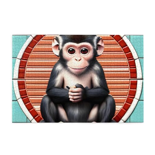 Puzzles1000 Teile WHJDPP Der stille Affe Muster Pädagogische Intellektuelle Holzpuzzles Lustige Puzzles Stressabbau Puzzles von WHJDPP