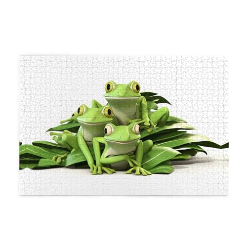 Puzzles1000 Teile WHJDPP Drei kleine Frösche Muster Pädagogische Intellektuelle Holzpuzzles Lustige Puzzles Stressabbau Puzzles von WHJDPP