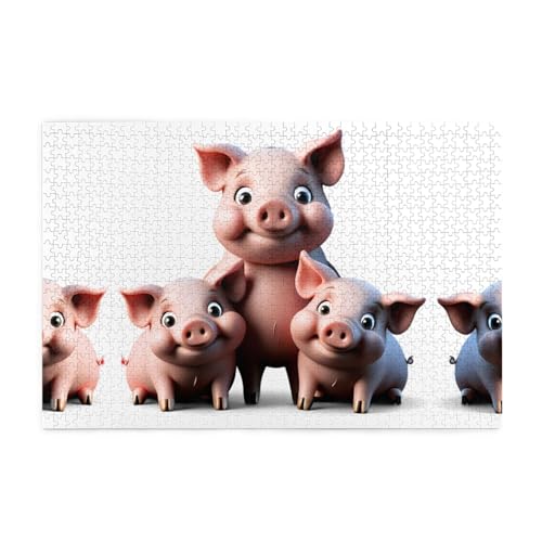 Puzzles1000 Teile WHJDPP Drei niedliche kleine Schweinchen Muster pädagogische intellektuelle Holzpuzzles, lustige Puzzles, Stressabbau-Puzzles von WHJDPP