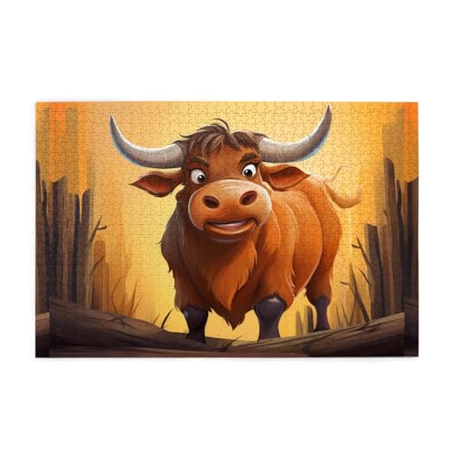 Puzzles1000 Teile WHJDPP Easygoing Ochsenmuster Pädagogische Intellektuelle Holzpuzzles Lustige Puzzles Stressabbau Puzzles von WHJDPP