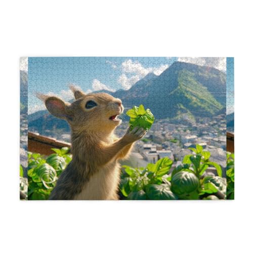Puzzles1000 Teile WHJDPP Eichhörnchen Offering Geschenke Muster Pädagogische Intellektuelle Holzpuzzles Lustige Puzzles Stressabbau Puzzles von WHJDPP