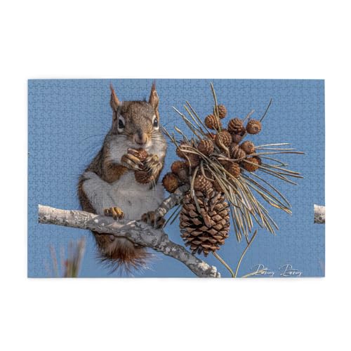 Puzzles1000 Teile WHJDPP Eichhörnchen essen Eichhörnchen Muster Pädagogische Intellektuelle Holzpuzzles Lustige Puzzles Stressabbau Puzzles von WHJDPP