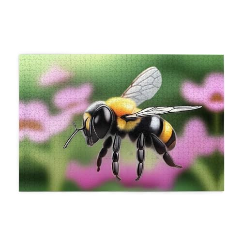Puzzles1000 Teile WHJDPP Eine kleine Biene Muster Pädagogische Intellektuelle Holzpuzzles Lustige Puzzles Stressabbau Puzzles von WHJDPP