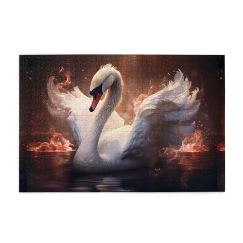 Puzzles1000 Teile WHJDPP Elegante Schwanenmuster Pädagogische Intellektuelle Holzpuzzles Lustige Puzzles Stressabbau Puzzles von WHJDPP