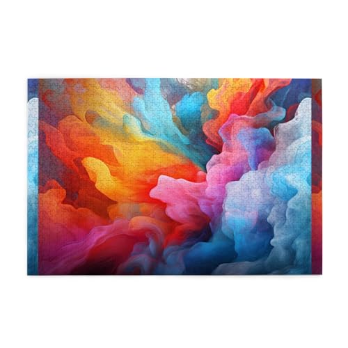 Puzzles1000 Teile WHJDPP Fließende Farbmuster Pädagogische Intellektuelle Holzpuzzles, lustige Puzzles, Stressabbau-Puzzles von WHJDPP