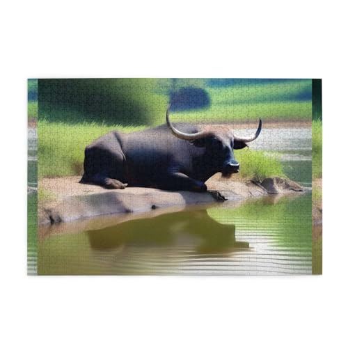 Puzzles1000 Teile WHJDPP Freizeit Büffelmuster Pädagogische Intellektuelle Holzpuzzles Lustige Puzzles Stressabbau Puzzles von WHJDPP
