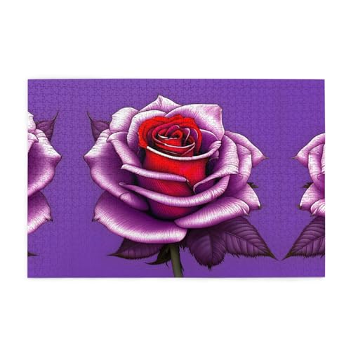 Puzzles1000 Teile WHJDPP Fuchsia Rosenbild Pädagogische Intellektuelle Holzpuzzles Lustige Puzzles Stressabbau-Spiel von WHJDPP