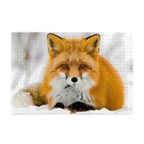 Puzzles1000 Teile WHJDPP Gelber Fuchs Muster Pädagogische Intellektuelle Holzpuzzles Lustige Puzzles Stressabbau Puzzles von WHJDPP