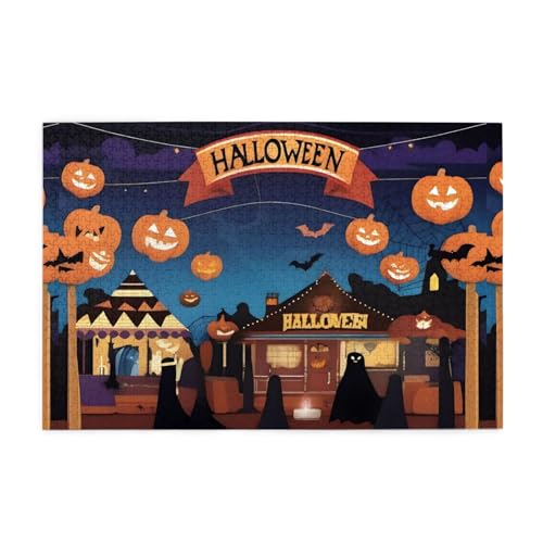 Puzzles1000 Teile WHJDPP Halloween-Karnevalsnacht Muster Pädagogische Intellektuelle Holzpuzzles Lustige Puzzles Stressabbau Puzzles von WHJDPP