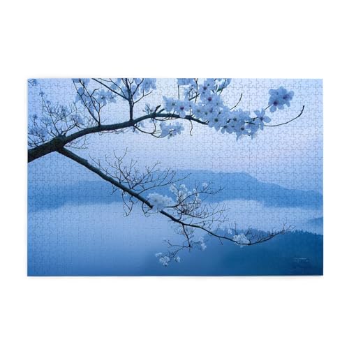 Puzzles1000 Teile WHJDPP Kleine Blume auf dünnem Zweigmuster Pädagogische Intellektuelle Holzpuzzles Lustige Puzzles Stressabbau Puzzles von WHJDPP