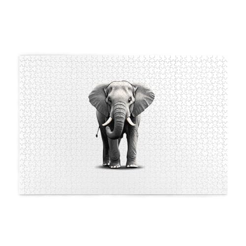 Puzzles1000 Teile WHJDPP Lange Nase Elefant Muster Pädagogische Intellektuelle Holzpuzzles Lustige Puzzles Stressabbau Puzzles von WHJDPP