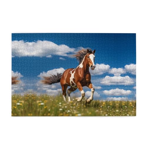 Puzzles1000 Teile WHJDPP Laufpferde Muster Pädagogische Intellektuelle Holzpuzzles Lustige Puzzles Stressabbau Puzzles von WHJDPP