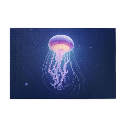 Puzzles1000 Teile WHJDPP Leuchtende Quallen Muster Pädagogische Intellektuelle Holzpuzzles Lustige Puzzles Stressabbau Puzzles von WHJDPP