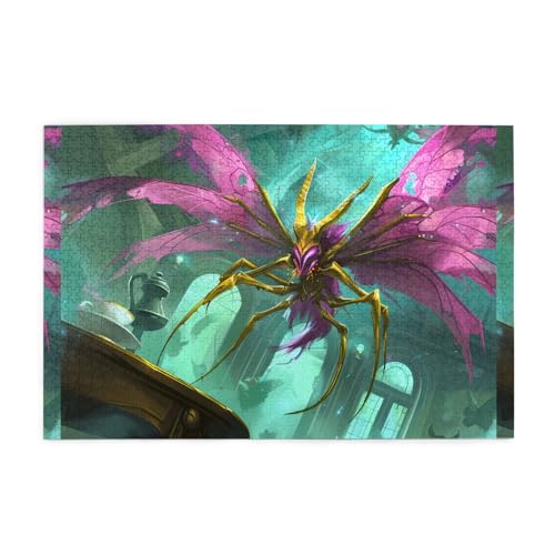 Puzzles1000 Teile WHJDPP Lila Geflügeltes Monster-Muster Pädagogische Intellektuelle Holzpuzzles Lustige Puzzles Stressabbau Puzzles von WHJDPP