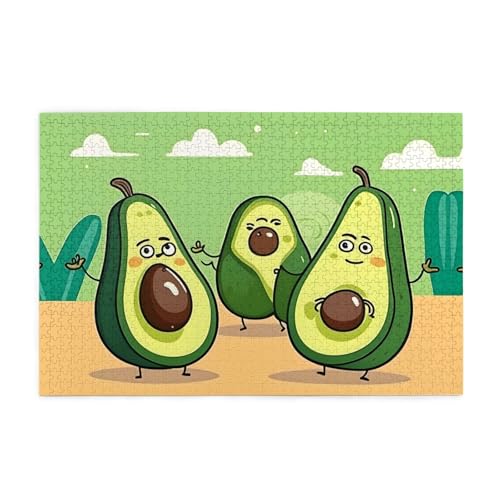 Puzzles1000 Teile WHJDPP Lustige Cartoon Avocados Muster Pädagogische Intellektuelle Holzpuzzles Lustige Puzzles Stressabbau Puzzles von WHJDPP