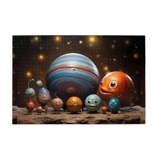 Puzzles1000 Teile WHJDPP Lustiges Planetenmuster Pädagogische Intellektuelle Holzpuzzles Lustige Puzzles Stressabbau Puzzles von WHJDPP