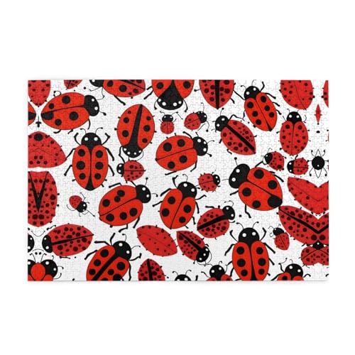 Puzzles1000 Teile WHJDPP Marienkäfer Muster Unendliches gesprenkeltes Muster Pädagogische Intellektuelle Holzpuzzles Lustige Puzzles Stressabbau Puzzles von WHJDPP