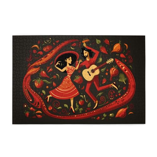 Puzzles1000 Teile WHJDPP Mexikanische Salsa-Symbole Muster Pädagogische Intellektuelle Holzpuzzles Lustige Puzzles Stressabbau Puzzles von WHJDPP