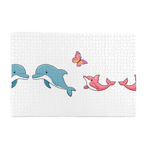 Puzzles1000 Teile WHJDPP Naughty Little Delphin Pattern Educational Intellectual Wooden Puzzles, Fun Puzzles, Stress Relieving Puzzles von WHJDPP