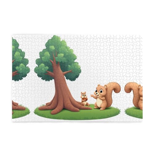 Puzzles1000 Teile WHJDPP Neugieriges kleines Eichhörnchenmuster Pädagogisches Intellektuelles Holzpuzzles, lustige Puzzles, Stressabbau-Puzzles von WHJDPP