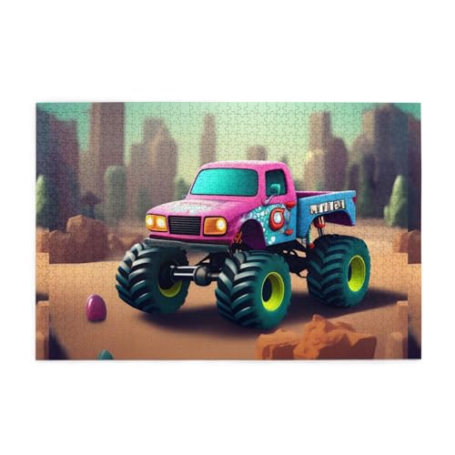 Puzzles1000 Teile WHJDPP Niedliche Monstertrucks Bild Pädagogische Intellektuelle Holzpuzzles Lustige Puzzles Stressabbau-Spiel von WHJDPP
