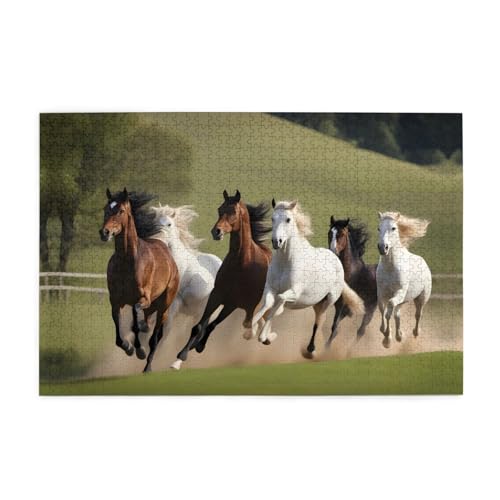 Puzzles1000 Teile WHJDPP Pferde im Galopp-Muster Pädagogische Intellektuelle Holzpuzzles, lustige Puzzles, Stressabbau-Puzzles von WHJDPP