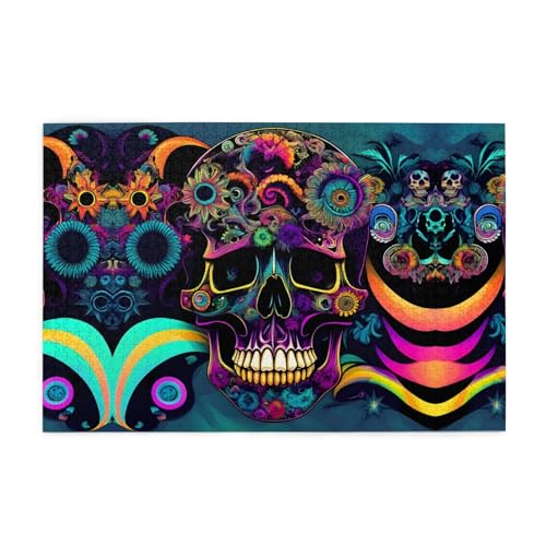Puzzles1000 Teile WHJDPP Psychous Skelett Muster Pädagogische Intellektuelle Holzpuzzles Lustige Puzzles Stressabbau Puzzles von WHJDPP