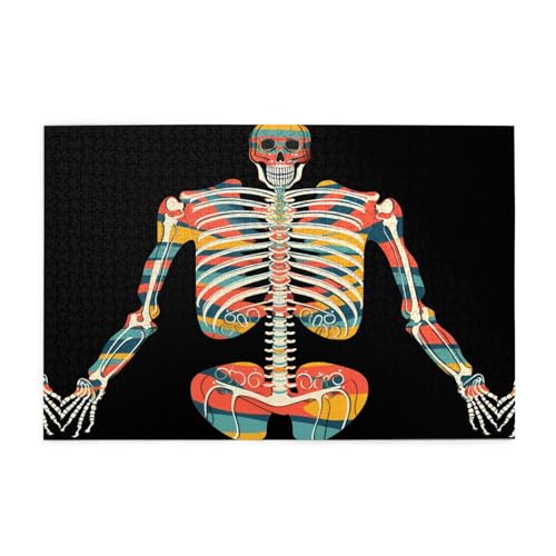 Puzzles1000 Teile WHJDPP Regenbogen Skelett Muster Pädagogische Intellektuelle Holzpuzzles Lustige Puzzles Stressabbau Puzzles von WHJDPP