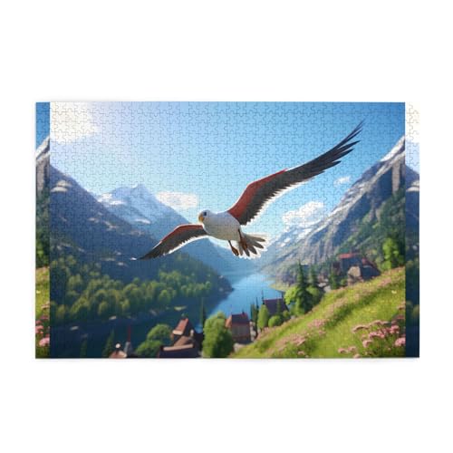 Puzzles1000 Teile WHJDPP Rot geflügelte Möwe Muster Pädagogische Intellektuelle Holzpuzzles Lustige Puzzles Stressabbau Puzzles von WHJDPP