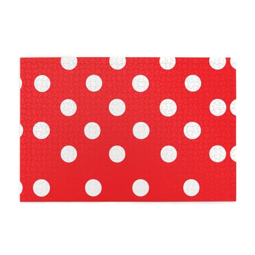 Puzzles1000 Teile WHJDPP Rot und Weiß Tupfen Muster Pädagogische Intellektuelle Holzpuzzles Lustige Puzzles Stressabbau Puzzles von WHJDPP