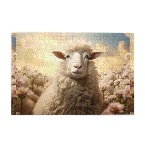 Puzzles1000 Teile WHJDPP Sanftes Schafmuster Pädagogische Intellektuelle Holzpuzzles Lustige Puzzles Stressabbau Puzzles von WHJDPP