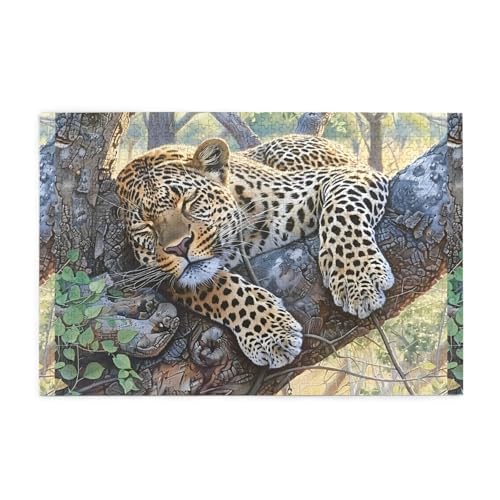 Puzzles1000 Teile WHJDPP Schlafender Leopardenmuster Pädagogische Intellektuelle Holzpuzzles Lustige Puzzles Stressabbau Puzzles von WHJDPP