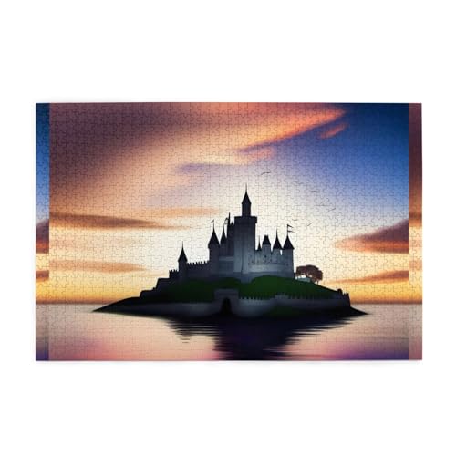 Puzzles1000 Teile WHJDPP Schloss unter Sonnenuntergang Muster Pädagogische Intellektuelle Holzpuzzles Lustige Puzzles Stressabbau Puzzles von WHJDPP